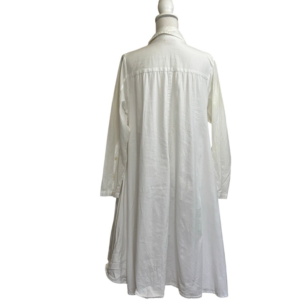 Tulip Oversized Artsy Made in India White Cotton Shirt Dress Pockets Size M - Picture 3 of 7